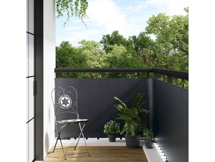 vidaXL Balkonsichtschutz Dunkelgrau 400 x 90 cm Poly-Rattan