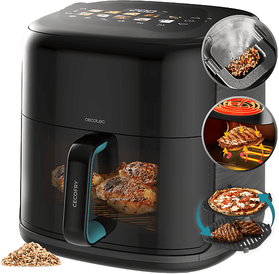 REACONDICIONADO Seminuevo Bueno Freidora de aire - Cecotec Cecofry&Grill; Smokin'Prime 8500, 8.5L, Plancha, Grill, Doble Resistencia, Ahumador