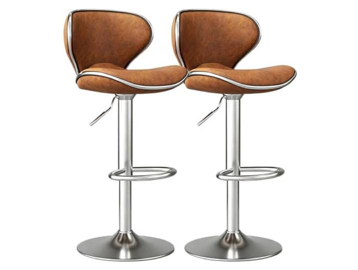Barhocker mit drehbarer Rückenlehne, höhenverstellbarer Metallrahmen 360° drehbar Höhenverstellbar Rückenlehne Fleckenabweisend Rutschfester Standfuß
