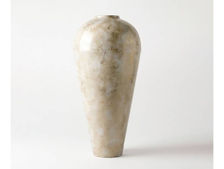 Vase Minoa B41 x T41 x H86 cm Metall Alabaster Gold Handgemacht, Wohnaccessoires