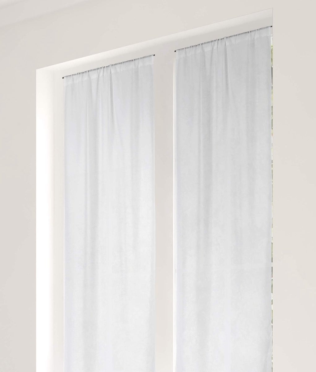 Wit Vitrage Gordijn Panelen in Linnenlook - 60 x 200 cm