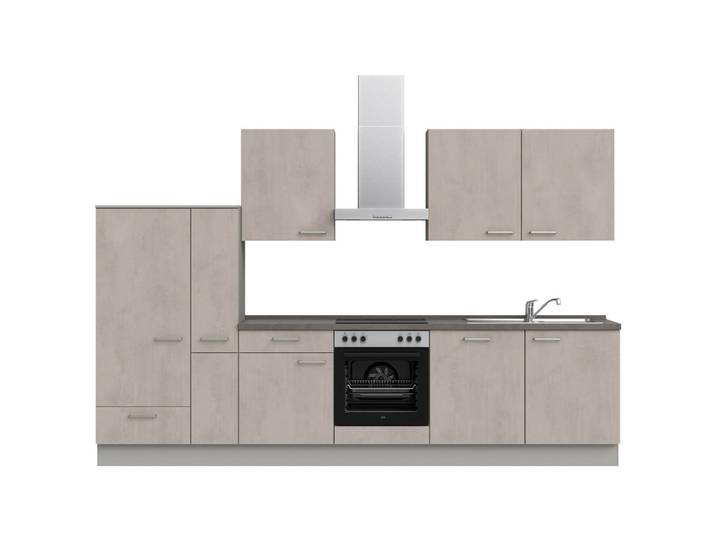 Küchenleerblock, Grau, 330 cm, Metall, 2 Schubladen, Modern, Nobilia
