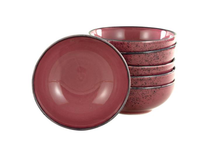 Creatable Schüsselset, Dunkelrosa, Keramik, 6-teilig, rund, Geschirr, Schalen & Schüsseln, Schüsselset