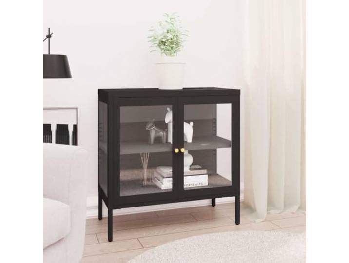 Stilvolles Sideboard aus Stahl und Glas mit verstellbaren Regalen und Elegantes Design für viel Stauraum