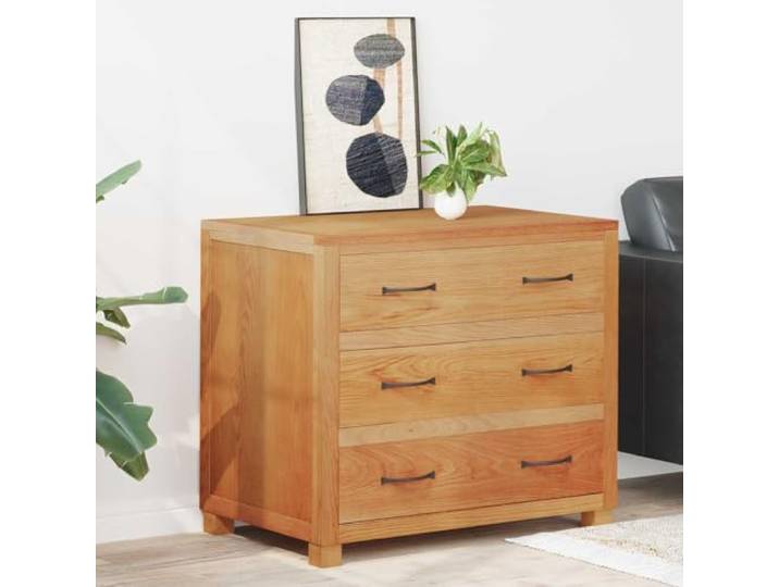 FMPGJLYH Kommode mit 3 Schubladen Holzwerkstoff 80x50x70cm, Beistellschrank für Wohnzimmer Flur Schlafzimmer, Massivholz Eiche Kiefer, Braun
