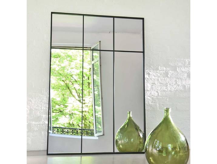 Miroir atelier verrière XXL en métal noir 105 x 150 cm Bricklane
