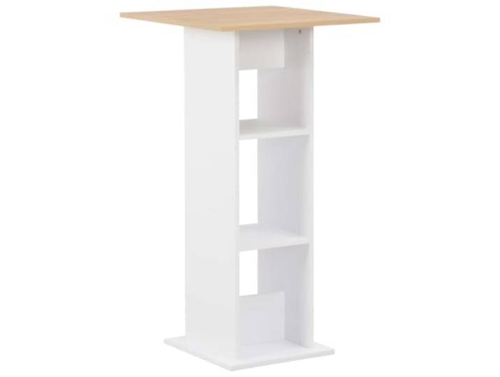 HEFZGDB Bartisch Weiß und Sonoma-Eiche 60x60x110 cm Stehtisch Esstisch mit Stauraum Fächern langlebig stabil Holzwerkstoff modernes Design