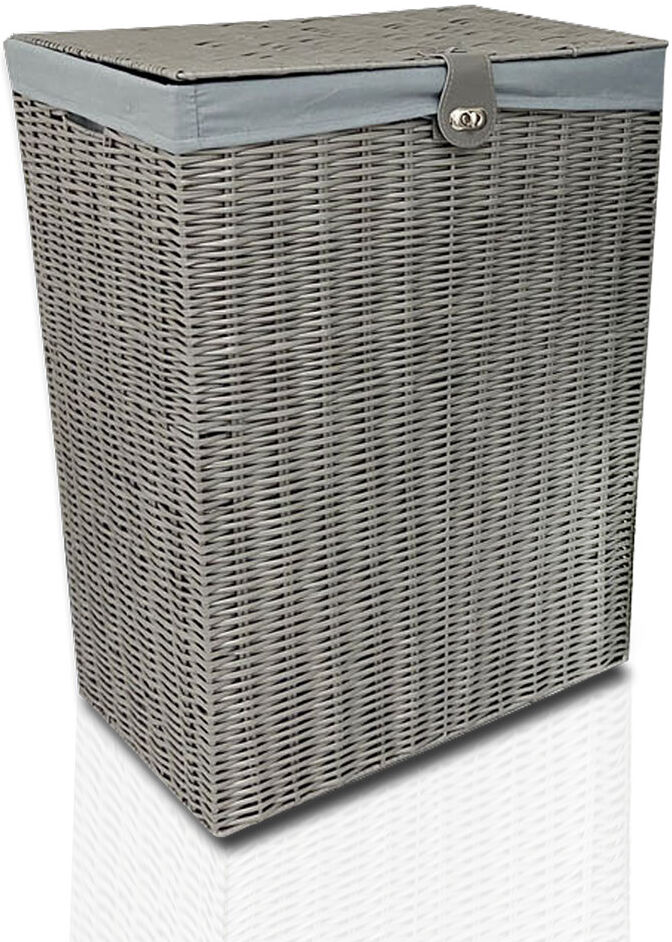 Clarisworld Hand Woven Plastic Laundry Basket with Handles Natural