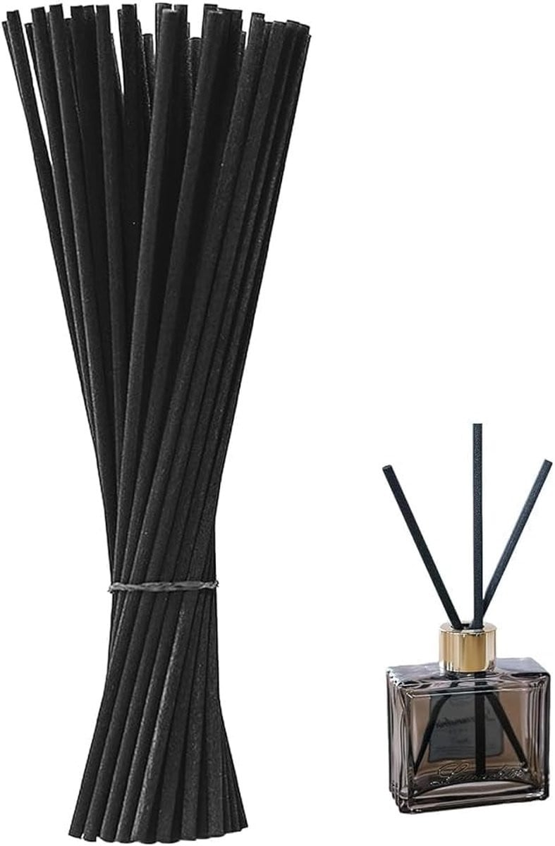Zwarte Losse Geurstokjes Navulling - 100 Stuks - Vezel Geurstokjes voor Diffuser - Lengte: 19,8 cm, Diameter: 0,3 cm