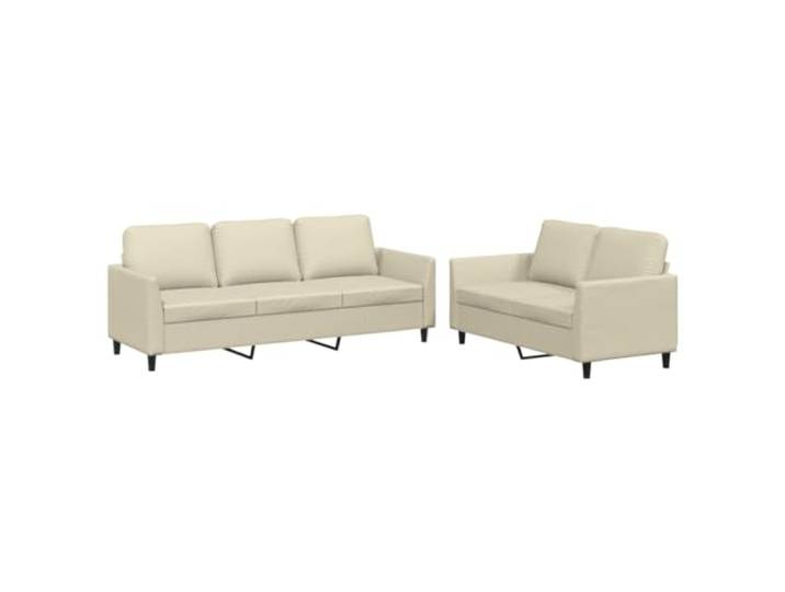 Coespram 2-tlg. Sofagarnitur Creme Kunstleder 2- und 3-Sitzer Sofa Elegante Couchgarnitur fürs Wohnzimmer mit dicker Polsterung und pflegeleichter Oberfläche zum Entspannen.