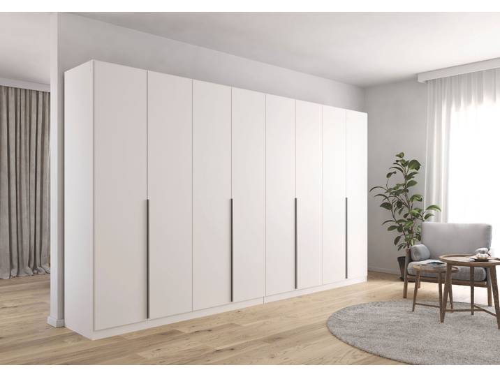 Drehtürenschrank, Holzwerkstoff, Alpinweiß, 360×229×54 cm, Durchdachte Innenausstattung, Klassisch, Rauch