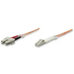 Intellinet Glasfaser LWL-Anschlusskabel, Duplex, Multimode, LC/SC, 50/125 μm, OM2, 1 m, orange