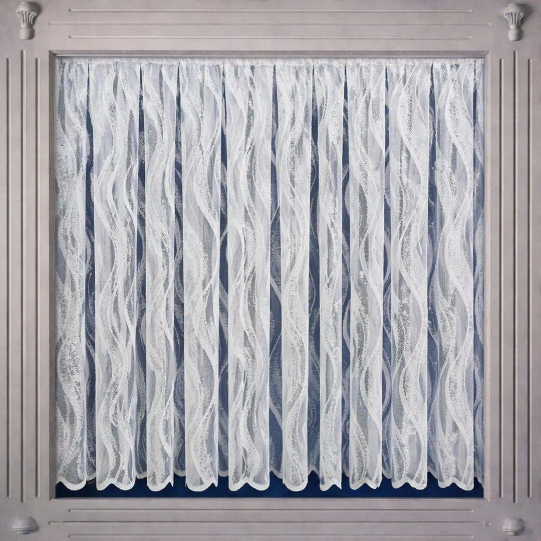 Lark Manor Floral Ruffled Cafe Curtain White 500cm W x 152cm L