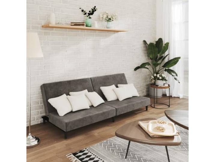 HEFZGDB Schlafsofa 2-Sitzer Dunkelgrau Samt Bettcouch mit verstellbaren Rückenlehnen und robustem Holzrahmen für Wohnzimmer und Gästezimmer