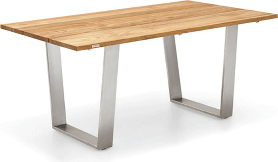 Niehoff - Teak-Gartentisch Noah - Edelstahl 220 x 95 cm Teak recycelt Trapezkufe