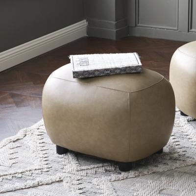 "KINWELL 23"" Wide Faux Leather Upholstered Ottoman Footrest, PU Entryway Footstool"