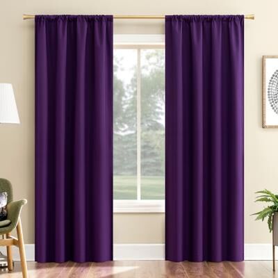 Sun Zero Karina Textured Blackout Rod Pocket 1-Piece Curtain Panel, Single Panel