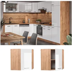 Vicco Eckhängeschrank Küchenschrank Küchenzeile R-Line 57 cm Goldkraft Weiß