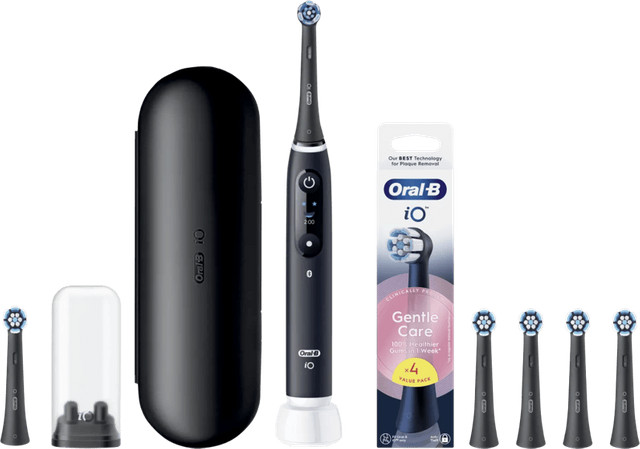 Oral-B iO 6N elektrische tandenborstel Zwart inclusief 4 opzetborstels voor gevoelig tandvlees