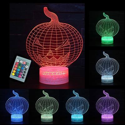 3D Kürbis Nachtlicht Illusion Lampe Halloween Geschenk Dekoration für Kinder 16 Farben mit Fernbedienung für Kinderzimmer mit Touch 3D Illusion Nachtlicht Weihnachtenamp; Halloween-Geschenke für