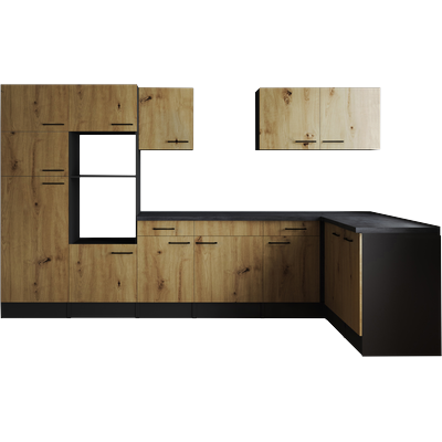 Winkelküche RESPEKTA "Oliver", braun (küche: grau, front: artisan eiche nachbildung, korpus: grau matt, arbeitsplatte: granit optik), B:340cm H:205cm T:172cm, Komplettküchen-Sets, Breite 340 cm, 90 cm Arbeitshöhe, in exklusiver Konfiguration für OTTO
