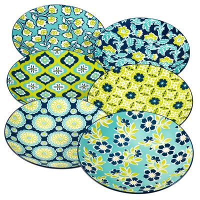 "Certified International Tapestry Set of 6 Salad Plate 8.75"" (6) asst. - 8.75"" Diam X 0.75"""