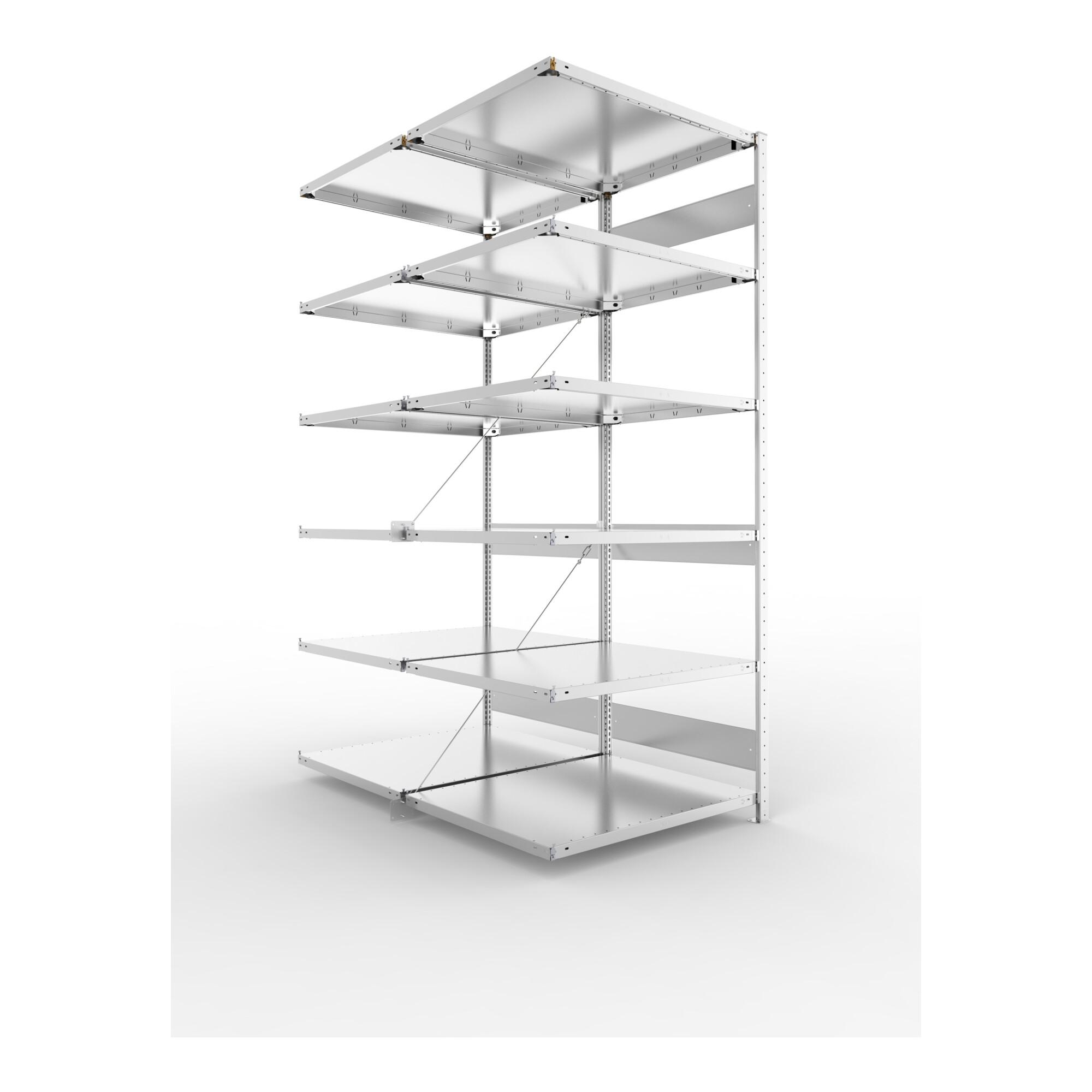 META S3 CLIP230 Doppel-Anbauregal 2500x1000x(800+800) mm (HxBxT) in verzinkt mit 2x6 Böden (200180843)