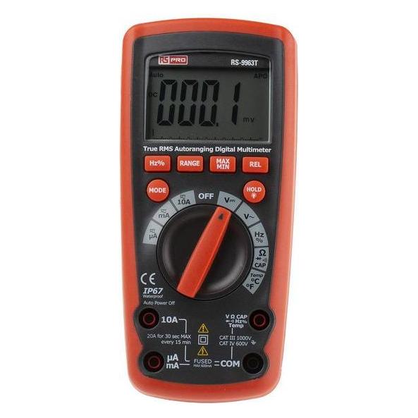 RS PRO RS9963T Digital Multimeter,TRMS, IP67 (CAT II 600V, Hand-Multimeter) (1469097)
