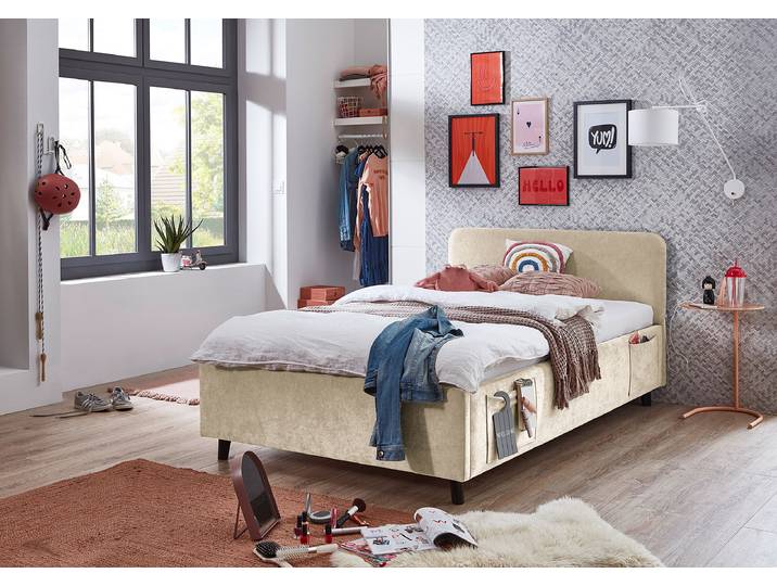 Lit rembourré Cosy 140 x 200cm Sans sommier Beige