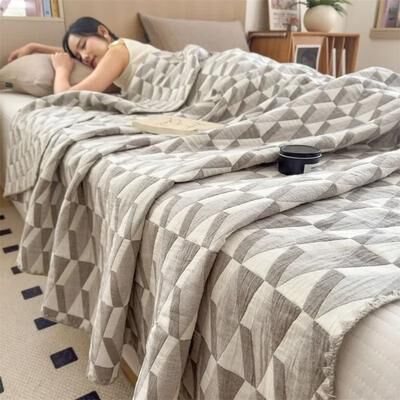 Uplift Picks 3 Layer Cotton Gauze Blanket Lightweight Pure Cotton Throw oatstone Mosaic 200x230cm 1 Pc