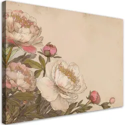 WANDBILD pfingstrosen rosen blumen retro beige