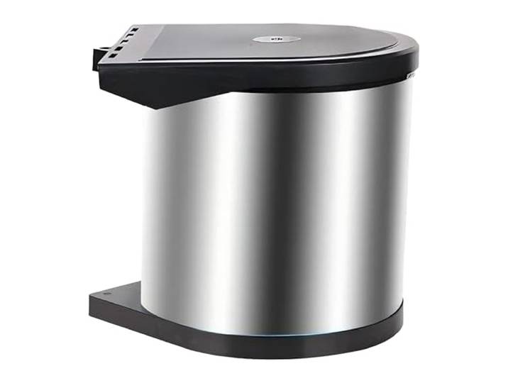 Relaxdays Poubelle encastrable 12 l\, couvercle basculant\, HxLxP 30\,5x27x30 cm\, pour sous-évier\, inox