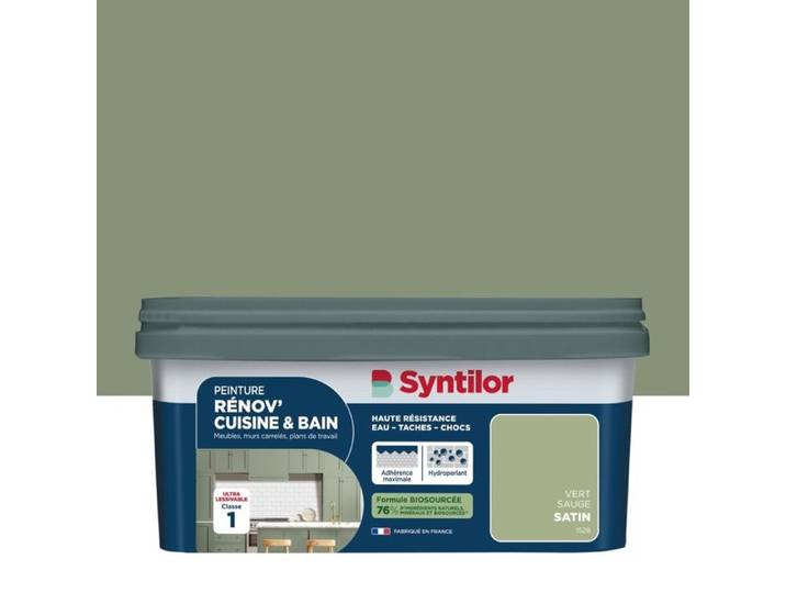 Peinture meuble vert sauge satin SYNTILOR Renov' cuisine et bain 2l