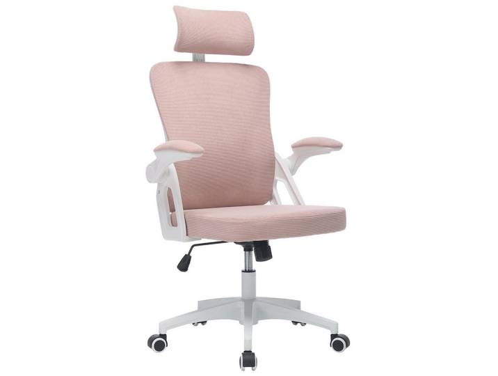 Okwish Drehstuhl 65/58/128 cm pink aus Polsterung mit Netzrücken und höhenverstellbarem Sitz, Pink, 58x108x65 cm, Büromöbel, Bürostühle, Drehstühle