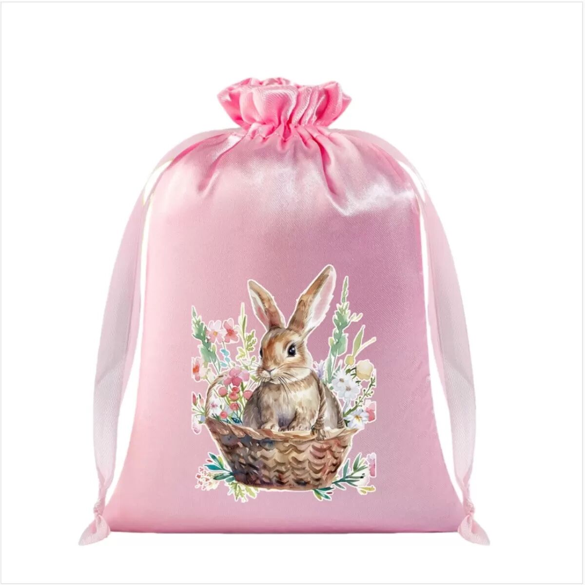 INF 10er Set Oster-Süßigkeitstüten – Geschenktüten aus Seide mit Kordelzug für Ostergeschenke & Leckereien Rosa
