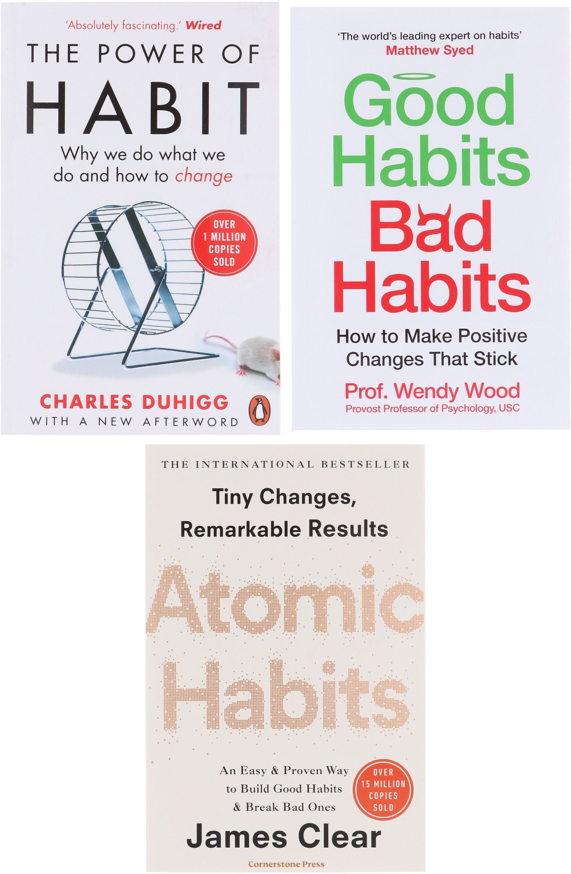 Atomic Habits, The Power of Habit & Good Habits, Bad Habits: 3 Books Collection Set - Non Fiction - Paperback penguin/Macmillan