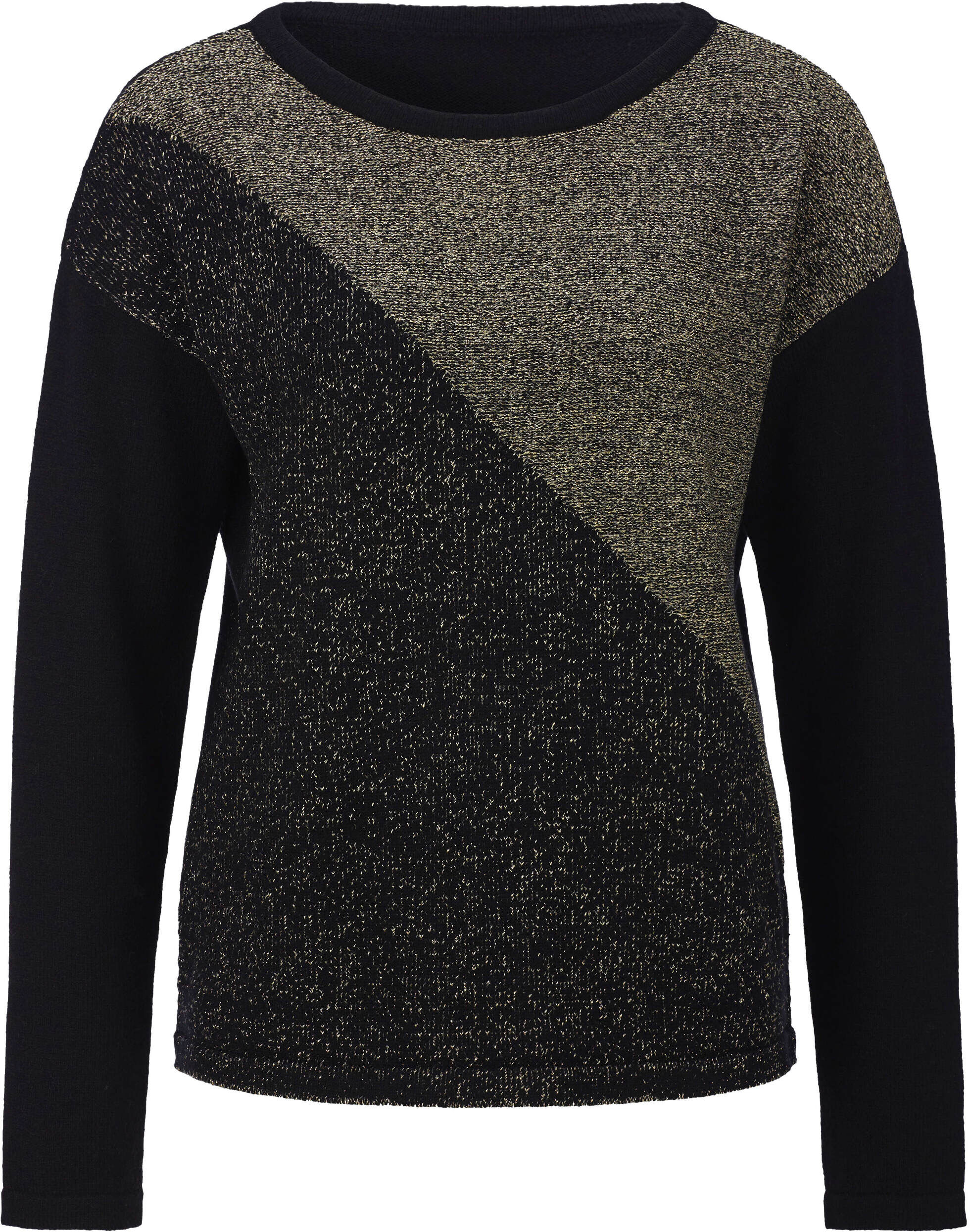 Strickpullover WITT "Rundhals-Pullover Rundhalspullover in Melange-Optik", Damen, Gr. 48, schwarz (schwarz, metallicfarben), Strick, , Casual, Rundhals, Pullover Strickpullover
