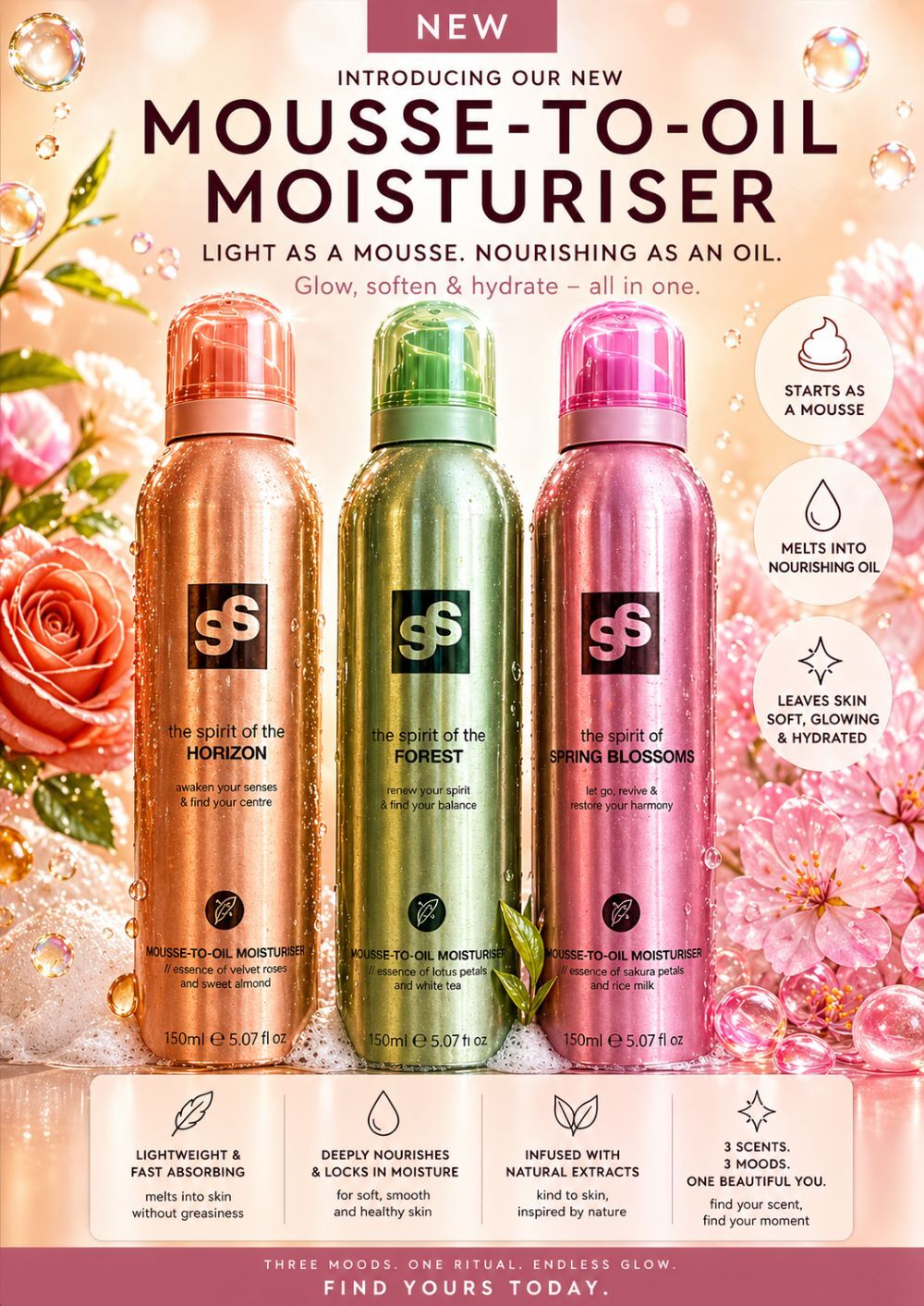 Soul & Saint Moisturising Mousse 150ml Spring Blossoms