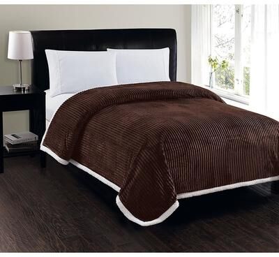 Elegant Comfort Super Soft Heavy Weight Stripe Micro-Sherpa Blanket