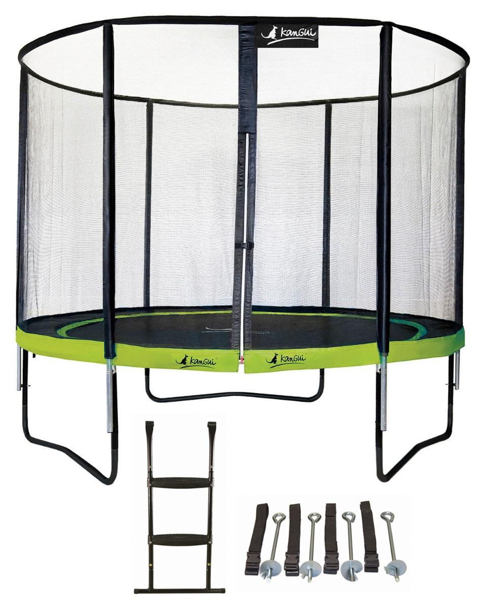 Trampolin Ø 300cm + Sicherheitsnetz + Leiter + Verankerungsset - PUNCHI 300 Grün