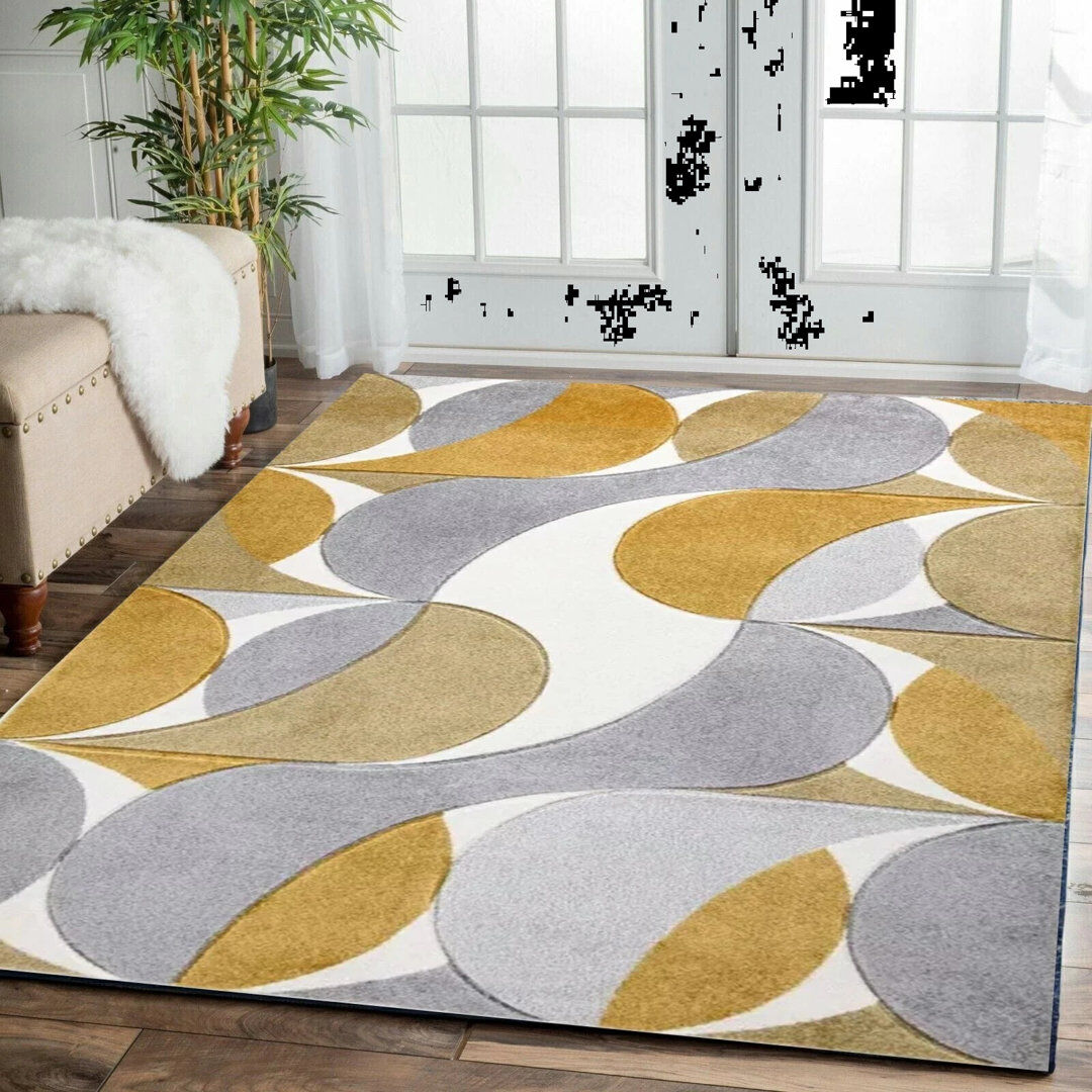 Metro Rectangle Geometric Dhurrie Yellow Rectangle 200 x 290 cm
