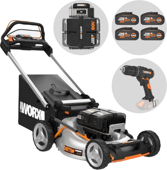 Worx Nitro WG761E - Tagliaerba semovente a batteria - 80V/4Ah - Taglio 51 cm