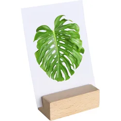 Kartenhalter aus Holz schräger Einsteckschlitz | Buche | 60 mm | natur, Buchenholz