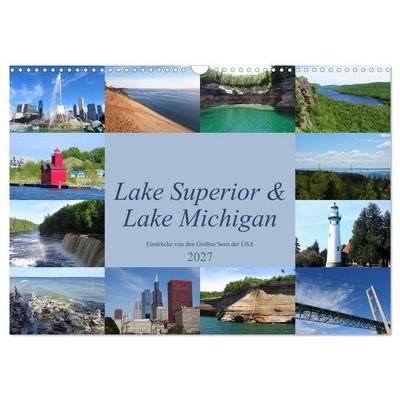 Lake Superior & Lake Michigan (Wandkalender 2027 DIN A3 quer), CALVENDO Monatskalender