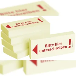 1301010143 Haftnotizen "Bitte hier unterschreiben" - 75 x 35 mm, 5x 100 Blatt
