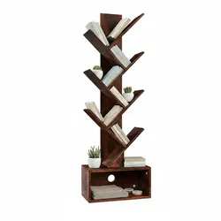 Relaxdays Bücherregal 6 Ebenen Baum-Design Braun