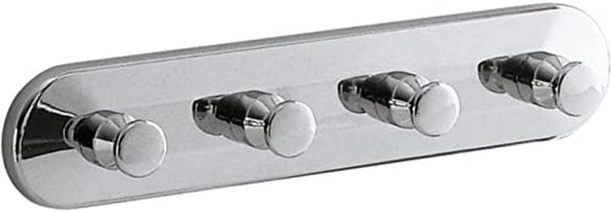 Wandkapstok met 4 haken voor kleding en accessoires, chroom