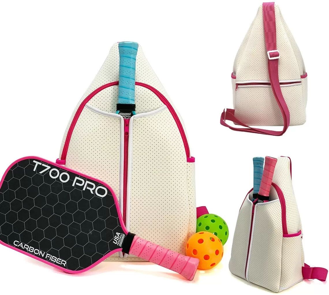 INF Sac à dos Unisexe Pickleball : Sac de Raquette Portable pour un Rangement Facile des Balles Blanc