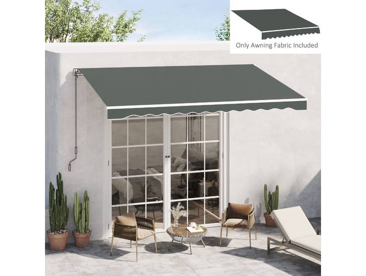 Outsunny Toile Store Gris Polyester Anti-UV 3,82x2,4m