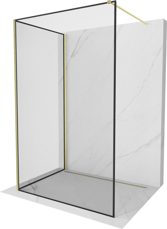 Mexen Kioto Duschwand 120x100cm Schwarzgold gehärtet 8mm Glas